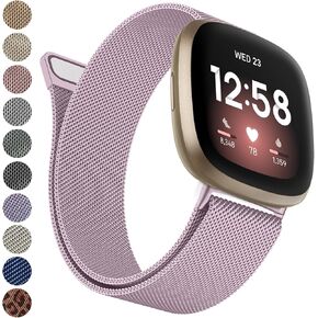 حزام معدني لـ Fitbit Versa 4 Bands/Fitbit Sense 2 Bands للنساء والرجال، سوار معصم مغناطيسي من الفولاذ المقاوم للصدأ سوار شبكي بديل لـ Fitbit Versa 4/Sense 2 in Kuwait