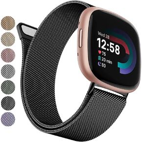 Metal Band for Fitbit Versa 4 Bands/Fitbit Sense 2 Bands for Women Men, Stainless Steel Magnetic Wristband Mesh Bracelet Replacement Strap for Fitbit Versa 4/Sense 2