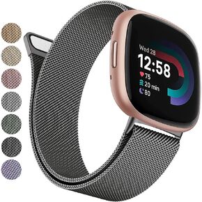 Metal Band for Fitbit Versa 4 Bands/Fitbit Sense 2 Bands for Women Men, Stainless Steel Magnetic Wristband Mesh Bracelet Replacement Strap for Fitbit Versa 4/Sense 2