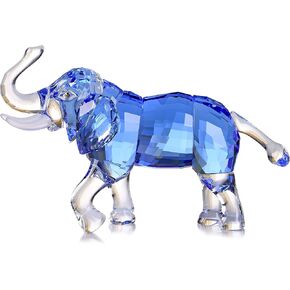 Crystal Lucky Elephant Figurine Collection Ornament Statue Animal Collectible Home Decor (Gold)