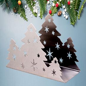 Lysenn Christmas Napkin Holder for Tables - Tissue Dispenser for Kitchen Countertop - Upgraded Sturdy Stainless Steel - Storage and Organization for Multiple Sizes - 6.3 x 4.8 x 2.5 inches - Silver