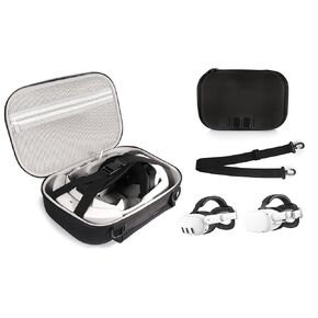CaseSack Case compatible with Meta Quest 3 and Meta Quest 2, Organizing travel case for VR Headset, controller and accessories, with shoulder strap for easy carrying and play (Blue)