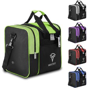 Bowling Ball Tote Bag with Padded Ball Holder, Holds One Bowling Ball, One Pair of Bowling Shoes Up to Mens Size 13, and multifunction Accessory Pockets.