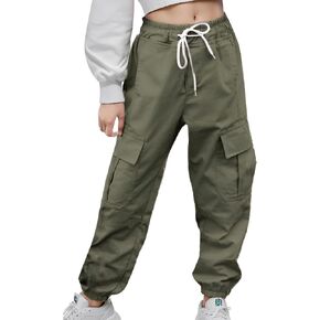 Women's Cargo Pants Elastic High Waist Lightweight Jogger Pants Casual Baggy Y2K Sweatpants Trousers