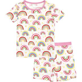 Toddler Boys Girls Clothes-Viscose Made from Bamboo, Short Sleeve Tee with Shorts Set Summer Outfit for Unisex Baby