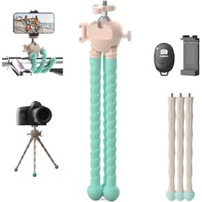 Camera Phone Tripod Mini Flexible Tripod Stand with Phone Holder Wireless Remote for Video Recording/Vlogging/Selfie