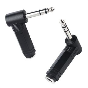 Cable Matters 2-Pack 1/4 Right Angle TRS Adapter - 6.35mm Right Angle Adapter/Straight to Right Angle 1/4 TRS Audio Connector for Professional Audio Equipment