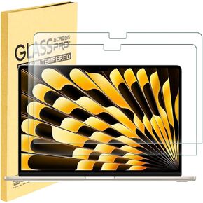 2 Pack Tempered Glass Screen Protector for New MacBook Air 15 Inch 2024 2023 Release A3114 A2941 Laptop With M3 M2 Chip 15.3 inch Liquid Retina Display Laptop, Anti Scratch, Anti Fingerprint, Ultra HD