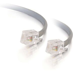 C2G 08134 RJ12 Modular Telephone Cable, Silver (50 Feet, 15.24 Meters)