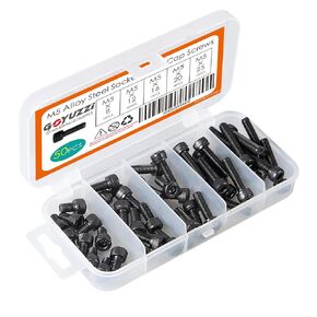 M5 x 20mm 25mm 30mm 35mm 40mm Hex Socket Head Cap Screws Bolts, Metric Allen Hex Drive, 12.9 Grade Alloy Steel, Black Oxide Finish, Fully Threaded, Assortment Kit 50PCS
