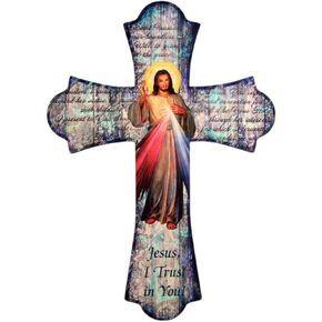 Vintage Style Wooden Catholic Saint Michael Wood Wall Cross, 10 Inch