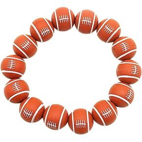 Sport Ball Bracelet for Men Women Cute Wooden Ball Beads Stretch Bracelet Football Tennis Basketball Baseball Soccer Sports Bracelet Game Day Accessories for Players Sport Fans Cheerleaders