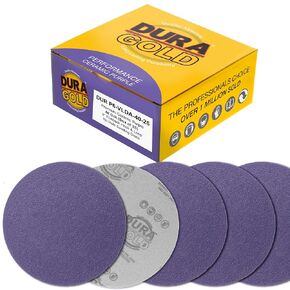 Dura-Gold Premium 320 Grit 6" Purple Film Ceramic Sanding Discs, Box of 50 - Hook & Loop Backing Sandpaper for DA & Random Orbital Sanders - Fast Sharp-Cut Abrasive, Sand Auto Paint, Wood, Woodworking