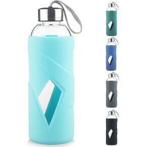 32 oz Borosilicate Glass Water Bottle BPA Free Reusable Glass Drinking Bottle with Silicone Sleeve and Stainless steel Lid in Saudi Arabia