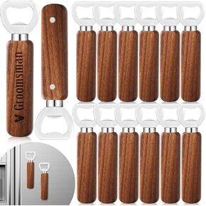 24 Pcs Walnut Wood Bottle Openers Bartender Bottle Openers Magnetic Stainless Steel Bottle Opener Wood Handheld Engraved Gift Beer Bottle Opener for Wedding Party Bar Home Restaurant