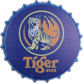 Metal Sign Beer Decorative Hanging Bottle Cap for Home & Bar, Vintage Wall Art Tin Plaque Plat Decoration for Man Cave & Garage, 11.8" x 11.8" x 1.2", Yellow - Y-05