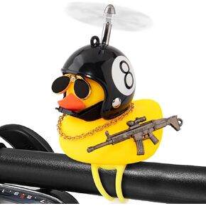wonuu Bike Bell Squeeze Rubber Duck with Helmet for Cycling Car Dashboard Decorations Ducks Motorcycle Bicycle Accessories, Silver-Camouflage Green
