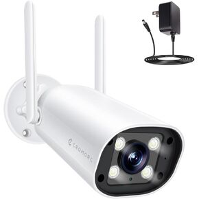 Wireless Security 5MP Camera Two Way Audio Floodlight Siren Alarm Color Night Vision Outdoor Indoor Weatherproof with 1A Power Adapter