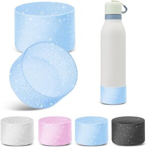 2 PCS Protective Glitter Silicone Boot for Owala 24oz Freesip Twist, Water Bottle Boot Accessories, No Scratche Bottom Bumper Protector for Cup with 2.85-2.95" Bottom, Bling No-Slip Sleeve Cover Pink