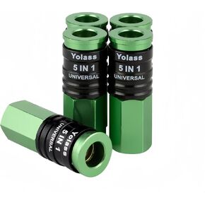 Yolass 5 Pcs 1/4 "NPT Universal Air Coupler,Air Hose Fittings with1/4" FNPT,5 IN ONE Design for Easy Connection of Various Types of Cores