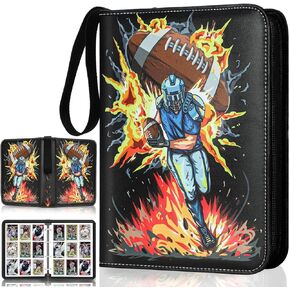 9 Pocket Baseball Card Binder Holder Fits 900 Cards with 50 Removable Sleeves, Trading Card Collection Binder Album Book Case Storage for Boys Girls Toys Gift (Flame 9 Pocket)