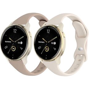 2 Pack Sport Slim Silicone Watch Bands Compatible for 18mm Garmin Venu 3s/Vivoactive 4s/ Venu 2s/ Vivomove 3s /Forerunner 255S/265S, Thin Soft Narrow Strap Wristband for Women Men