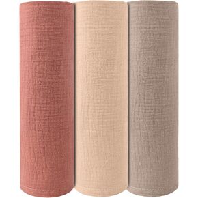 Muslin Swaddle Blankets for Baby Boy Girl,Muslin Newborn Receiving Blankets Set,Soft Breathable Muslin Baby Blanket,Baby Swaddle Blankets 3 Pack (Pink, 3 Pack)