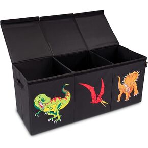 Extra Large Collapsible Dino Toy Box with Lids for Kids - Toy Storage Organizer, Chest, and Bin in Living Room, Playroom or Kids Room Organization