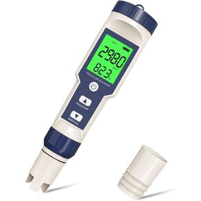 جهاز قياس درجة الحموضة 7 في 1 TDS، مقياس درجة الحموضة الرقمي للمياه، درجة الحموضة/TDS/EC/ORP/S.G/الملوحة/درجة الحرارة، جهاز قياس المياه PPM للشرب المنزلي وحمام السباحة وحوض السمك، مع ATC، دقة 0.01