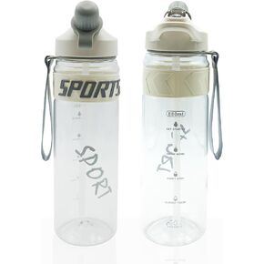 64 oz Sport Drinking Bottle, Portable Water Bottle with Handle and Straw, Graduated Cup, Leakproof Drinking Bottle for Gym, Camping, Hiking and Cycling, Tritan BPA-Free Water Bottle (64oz Yellow)
