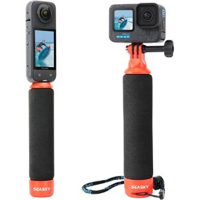 SEASKY F1 Multifunctional Floating Floaty Handle Grip Buoyancy Bar Hand Grip Accessories for Gopro Hero 12/11//10/9 Black for Insta360 X4 X3 X2 Ace Pro for DJI Action 4/3/2 Sports Action Camera