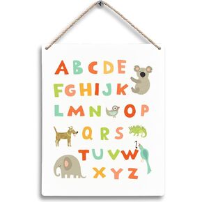 FUGWN Western Alphabet Hanging Wooden Signs 8x10, Wild West Alphabet ABC Western Toddler Nursery Playroom Classroom Wall Decor, Western ABC Home Decor Gifts for Toddlers Boys Cowboy