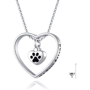 Memorial Heart Cremation Urn Necklace for Loved One Ashes Keepsake S925 Sterling Silver Eternity Circle Pendant Necklace of Cremation Ashes