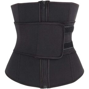 FeelinGirl Waist Trainer for Women Plus Size Neoprene Sauna Workout Girdle Zipprt Waist Cincher Trimmer Shaper with Belt