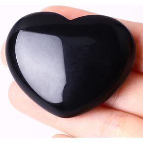 45mm Natural Amethyst Crystal Heart Big Healing Crystals Heart Crystal Love Stone for Women Reiki Gemstone Polished Stone Palm Worry Stone for Anxiety Meditation Gift