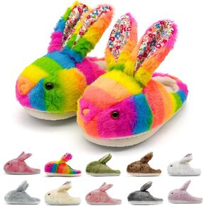Bunny Slippers for Women Men Cute Plush Rabbit Fuzzy Slippers, Soft Fluffy Animal Winter Warm Indoor House Slippers Shoes