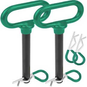 Wellmax 2-Pack 5/8" x 4-1/2" Steel Hitch Pin with 4pcs 3" R Clip, Clevis Pin Hitch with Rubber-Coated Handle, Red Color