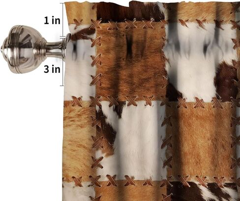 Cowhide Animal Kitchen Curtain Valance, Vintage Brown White Milk Cow Skin Print Farmhouse Animal Cowhide Rustic Western Farm Window Valance, For Bedroom Living Room Cafe Bathroom 1 Panels W54xL18in in Saudi Arabia