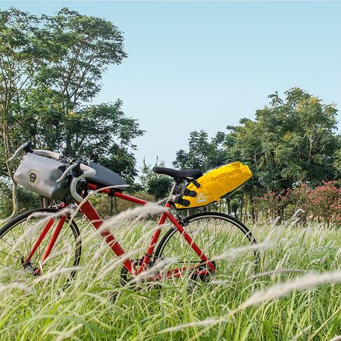 Waterproof Bicycle Saddle Bag - 10L Roll-Top Closure Cycling Bike Seat Bag Under Seat Storage Pack for Mountain Road Bike Travel (Grey) in Kuwait