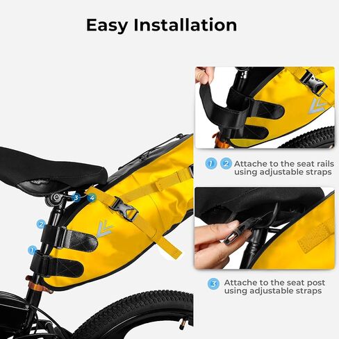 Waterproof Bicycle Saddle Bag - 10L Roll-Top Closure Cycling Bike Seat Bag Under Seat Storage Pack for Mountain Road Bike Travel (Grey) in Kuwait