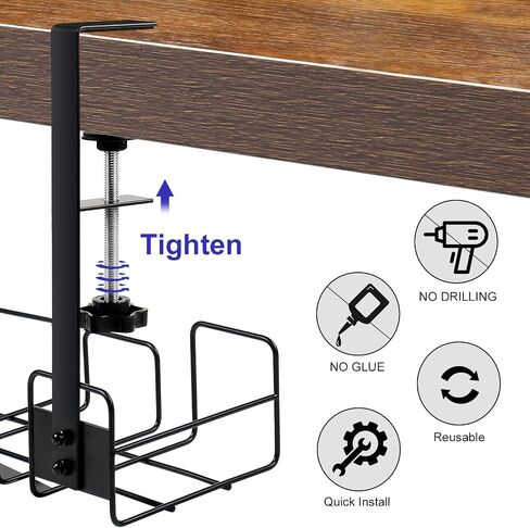 OneLeaf 2 Pack Under Desk Cable Management Tray, No Drill Wire Management Rack for Desk, Office Desk Wire Organizers for Cords, Computer Desk Accessories, Under Desk Organizer with Cable Organization in Saudi Arabia