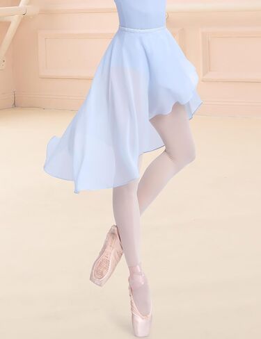 Women Semi-sheer Dance Skirt Irregular Wrap Ballet Skirts Match Leotards in Summer in Kuwait