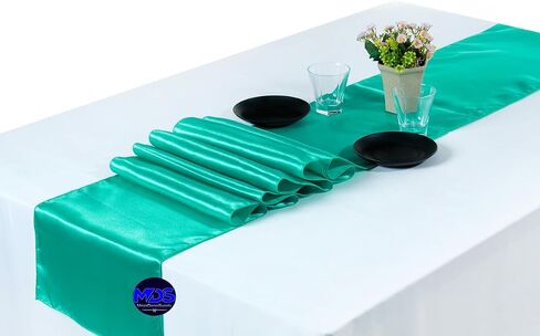 MDS Pack of 10 Satin Table Runners 12 x 108 Inch Long Wedding sateen Bright Silk Smooth Table Runner for Wedding Reception Birthday Graduation Party Event Banquet Spring Decoration - Eggplant in Kuwait