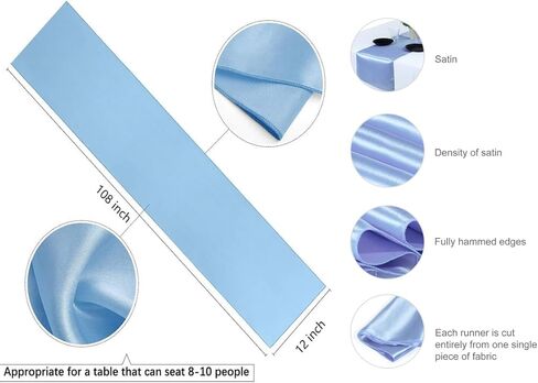 MDS Pack of 10 Satin Table Runners 12 x 108 Inch Long Wedding sateen Bright Silk Smooth Table Runner for Wedding Reception Birthday Graduation Party Event Banquet Spring Decoration - Eggplant in Kuwait