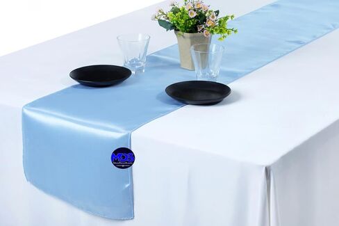 MDS Pack of 10 Satin Table Runners 12 x 108 Inch Long Wedding sateen Bright Silk Smooth Table Runner for Wedding Reception Birthday Graduation Party Event Banquet Spring Decoration - Eggplant in Kuwait