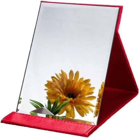 مرآة مكياج محمولة قابلة للطي من جلد البولي يوريثان من جولي مع حامل (متوسط، أسود) in Kuwait