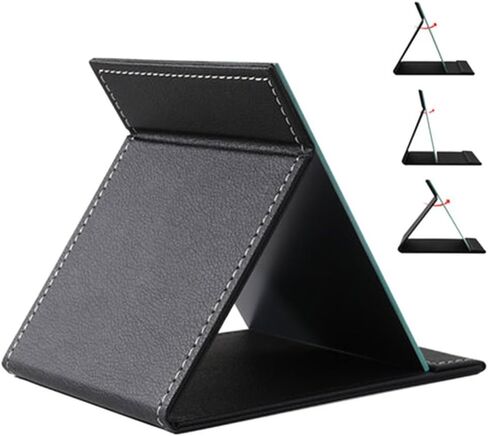 مرآة مكياج محمولة قابلة للطي من جلد البولي يوريثان من جولي مع حامل (متوسط، أسود) in Kuwait