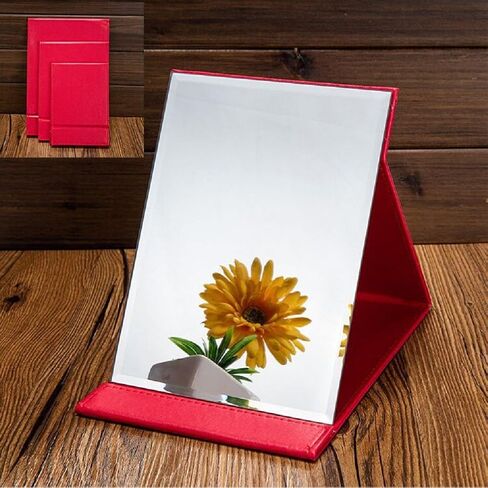 مرآة مكياج محمولة قابلة للطي من جلد البولي يوريثان من جولي مع حامل (متوسط، أسود) in Kuwait