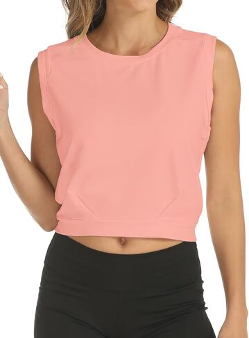 ARRIVE GUIDE Crop Tops Athletic Shirts for Women Yoga Tops Running Gym Workout Tank Shirts in Saudi Arabia