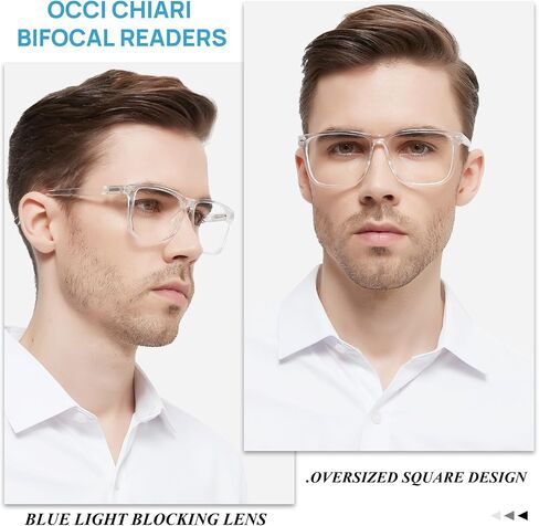 OCCI CHIARI Bifocal Reading Glasses Men Oversized Blue Light Blocking Readers 1.0 1.25 1.5 1.75 2.0 2.25 2.5 2.75 3.0 3.5 in Saudi Arabia